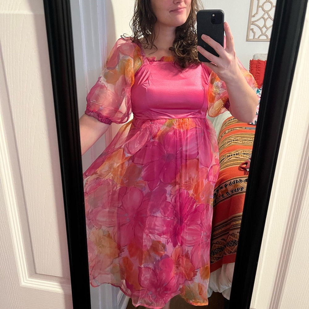 Fuscia pink floral dress